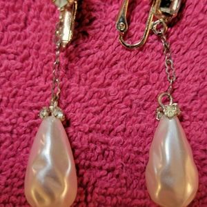 VINTAGE PEARL AND RHINESTONE EARRINGS